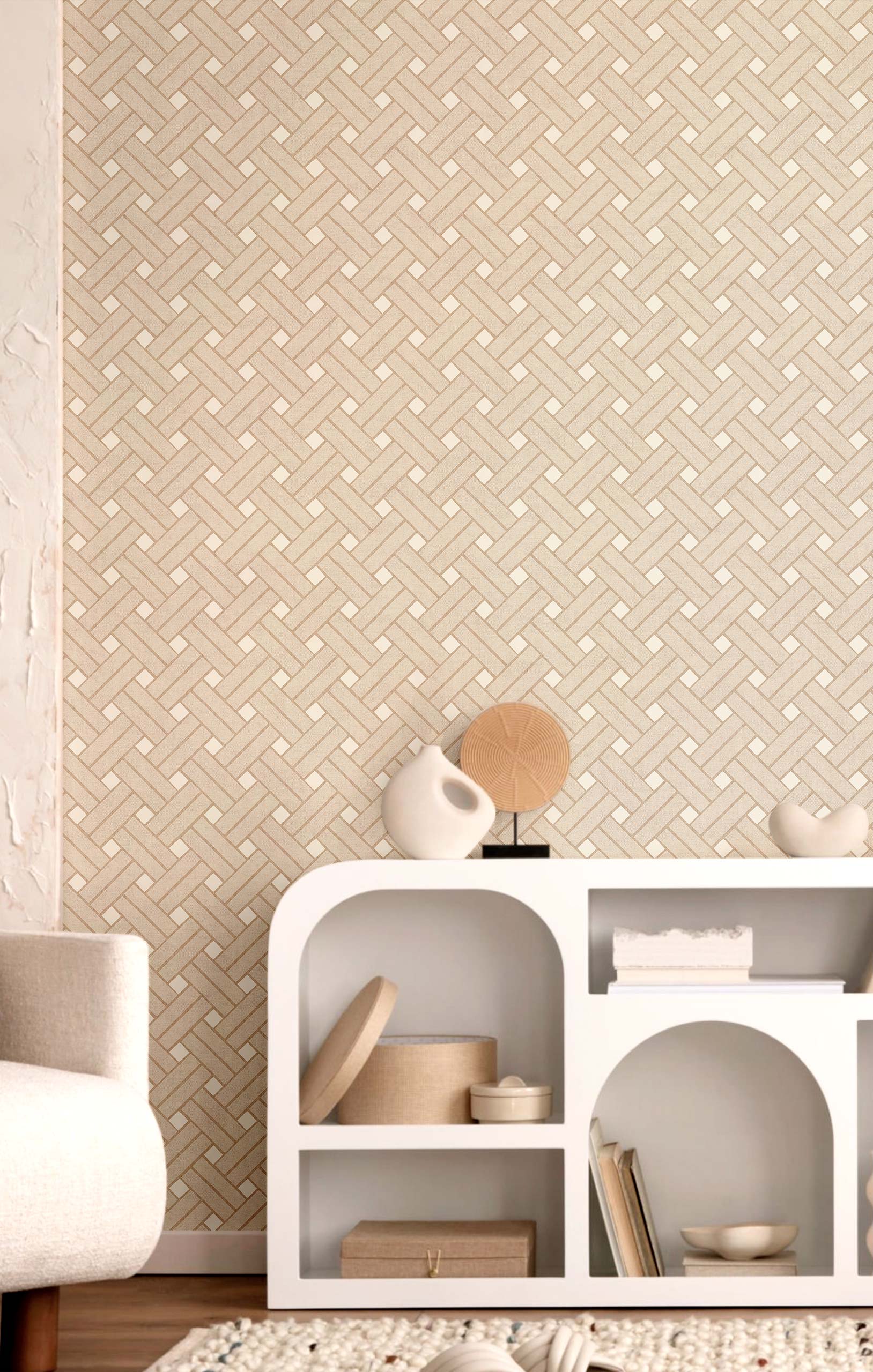 Geometric wallpaper, brown-beige, 32423, Vitalis, Parato by Cristiana Masi