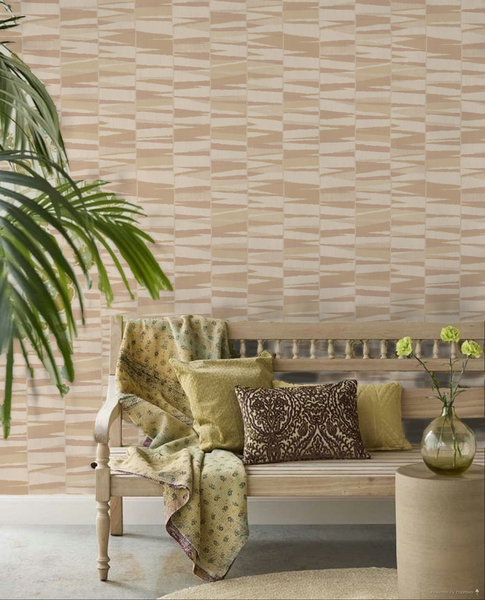 Geometric wallpaper, beige-pink, 32444, Vitalis, Parato by Cristiana Masi