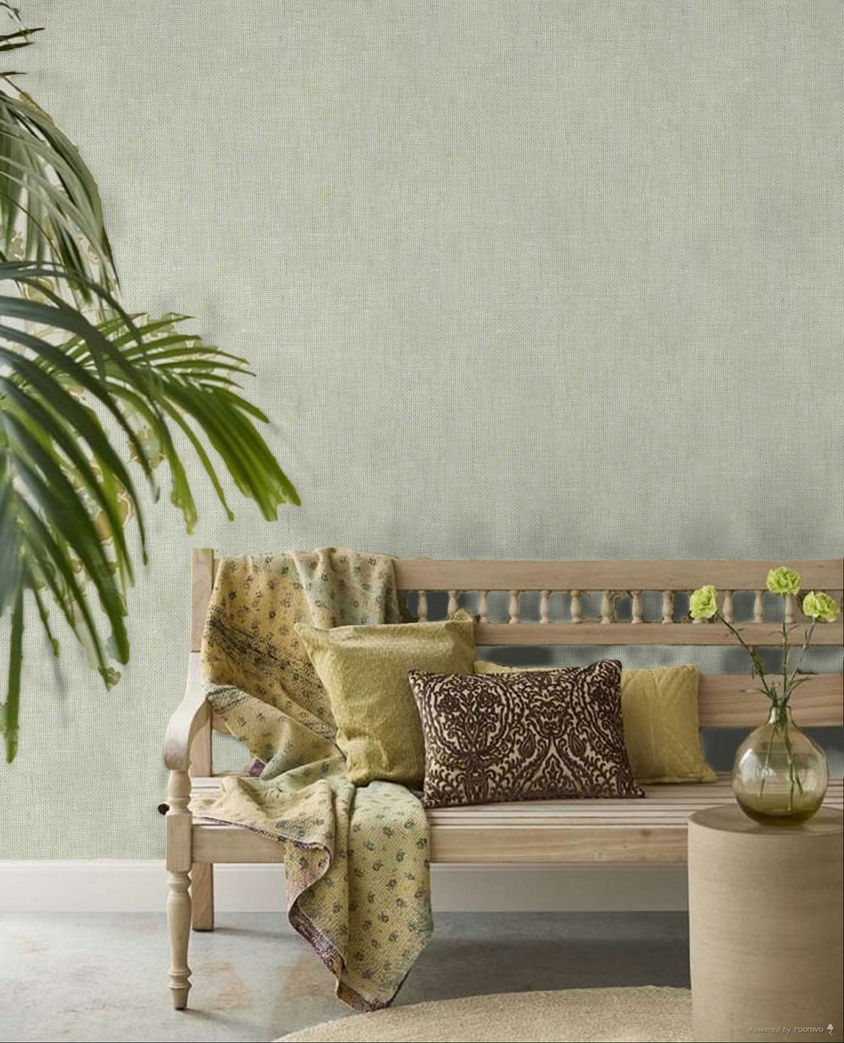 Wallpaper, green-gold, fabric effect, 32465, Vitalis, Parato by Cristiana Masi