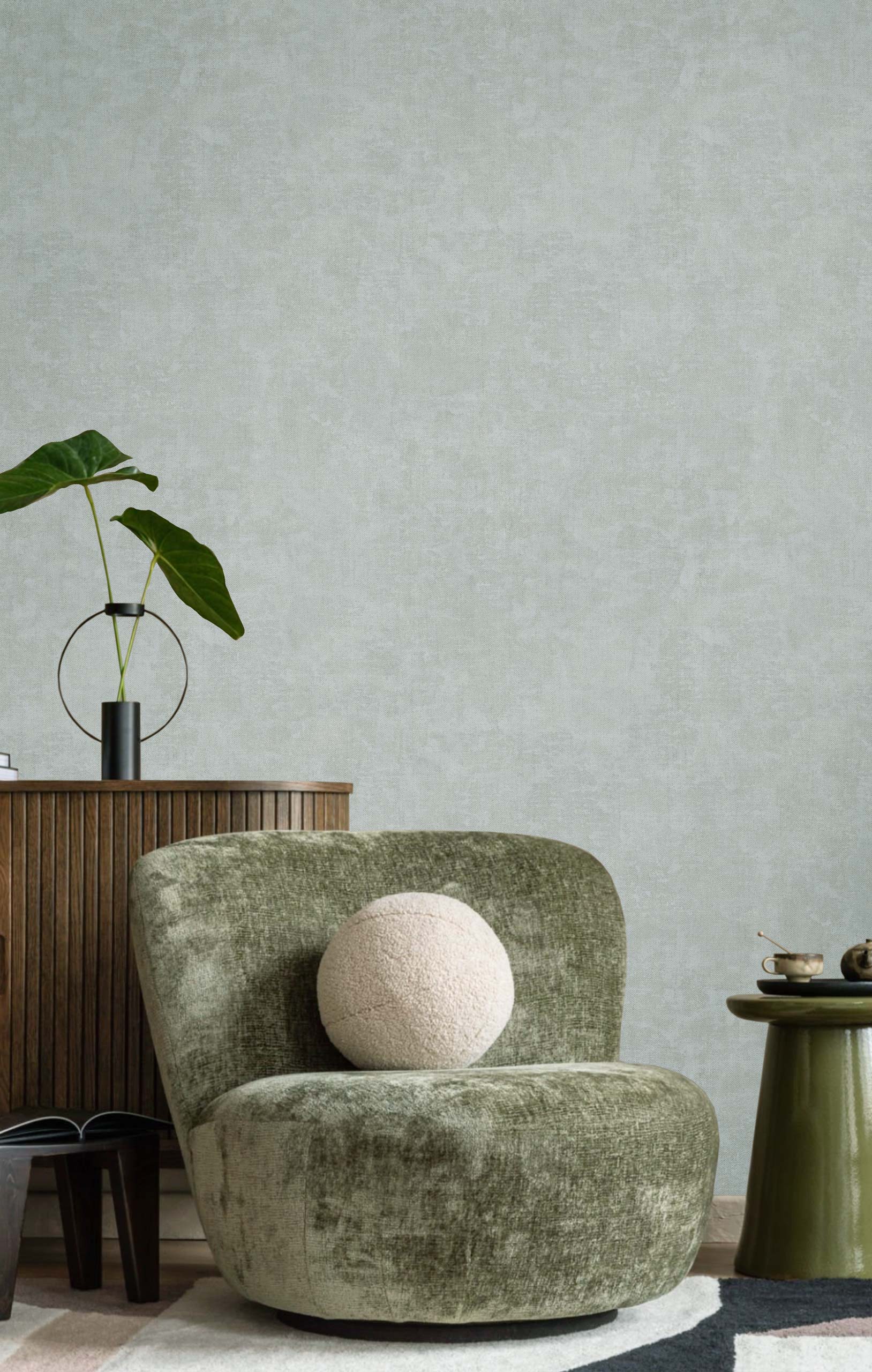 Wallpaper, grey-blue, fabric effect, 32476, Vitalis, Parato by Cristiana Masi