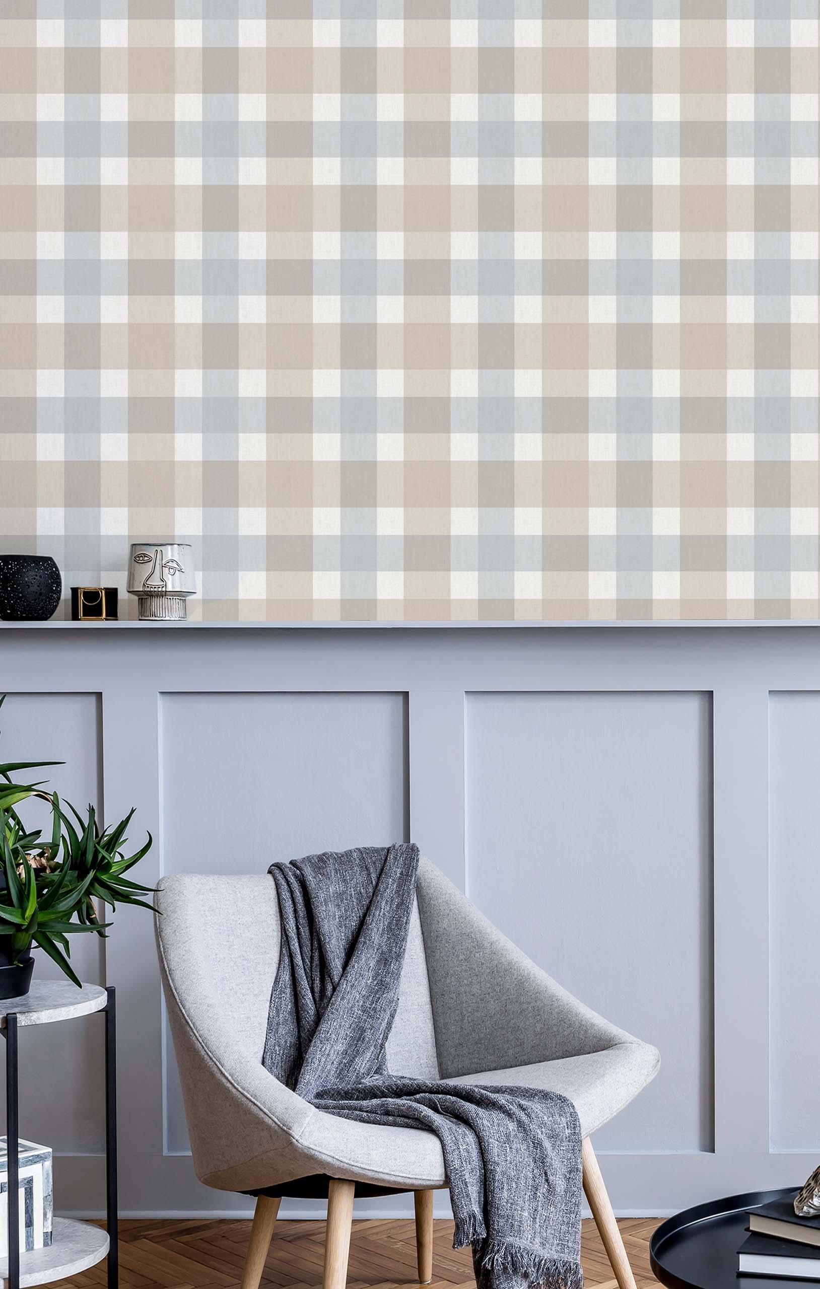 Wallpaper, beige-blue, fabric imitation, 38423, Top Stripes, Parato by Cristiana Masi