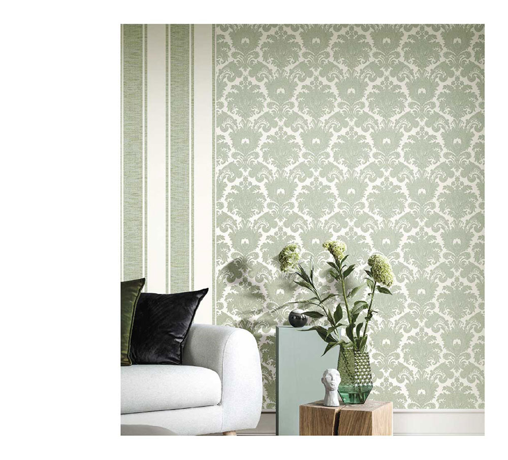 Non-woven wallpaper, cream-green, stripes, 23675, The Best Classic & Elegant, Cristiana Masi by Parato