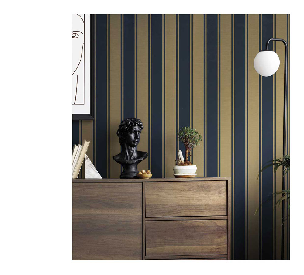 Non-woven wallpaper, blue-gold, stripes, 23679, The Best Classic & Elegant, Cristiana Masi by Parato