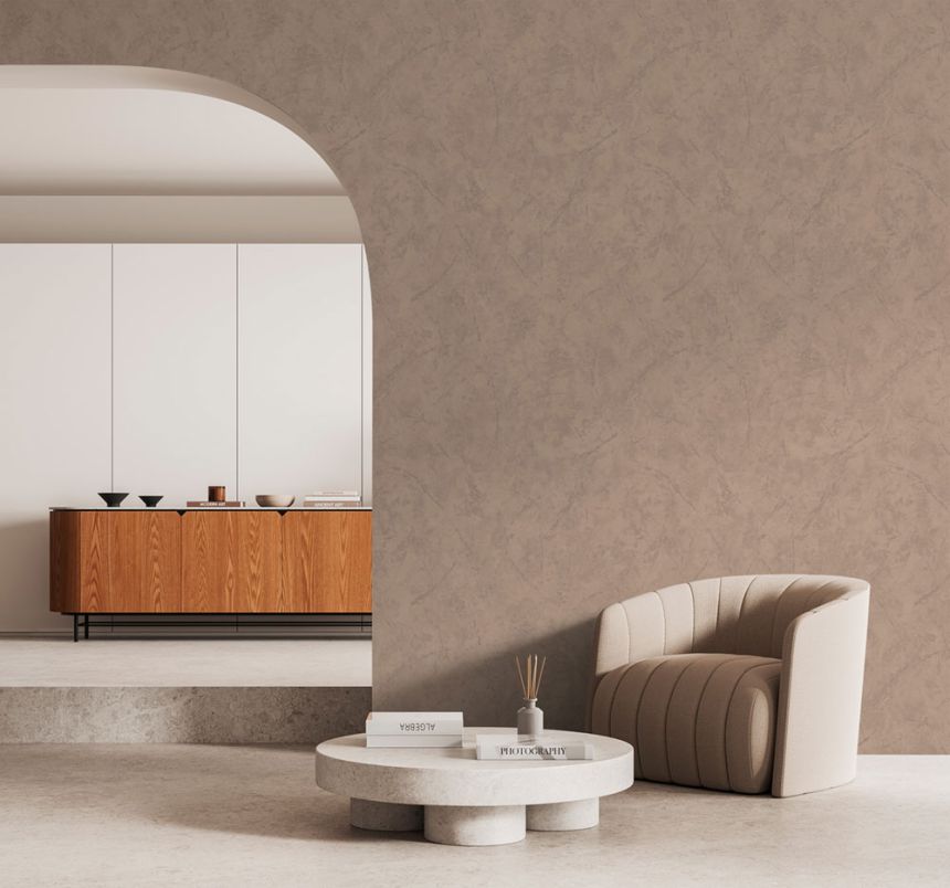 Wallpaper, brown-beige, stucco finish, A20818, Grandeco