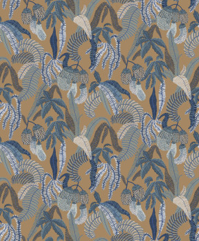 Non-woven wallpaper, brown, leaves, ROM003, Romance, Masureel