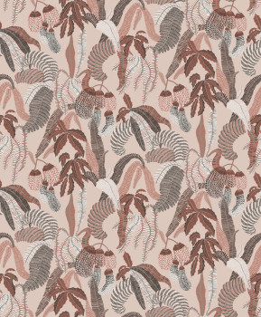 Non-woven wallpaper, pink, leaves, ROM004, Romance, Masureel