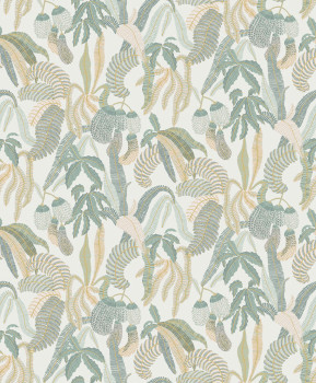 Non-woven wallpaper, green, leaves, ROM005, Romance, Masureel