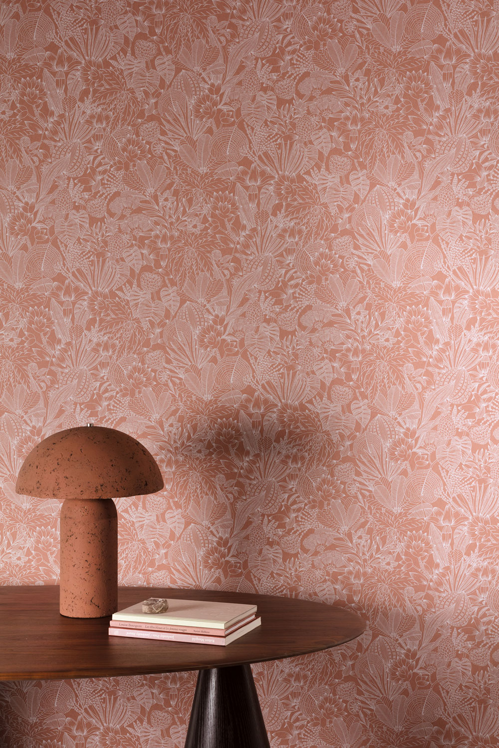 Non-woven wallpaper, brown-pink, leaves, ROM104, Romance, Masureel