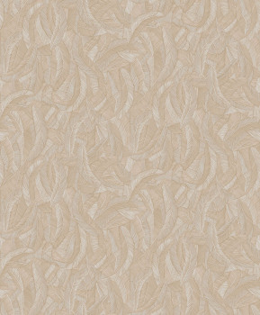 Non-woven wallpaper, beige, leaves, feathers, ROM201, Romance, Masureel