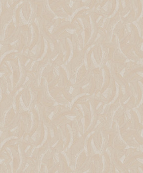 Non-woven wallpaper, beige, leaves, feathers, ROM205, Romance, Masureel