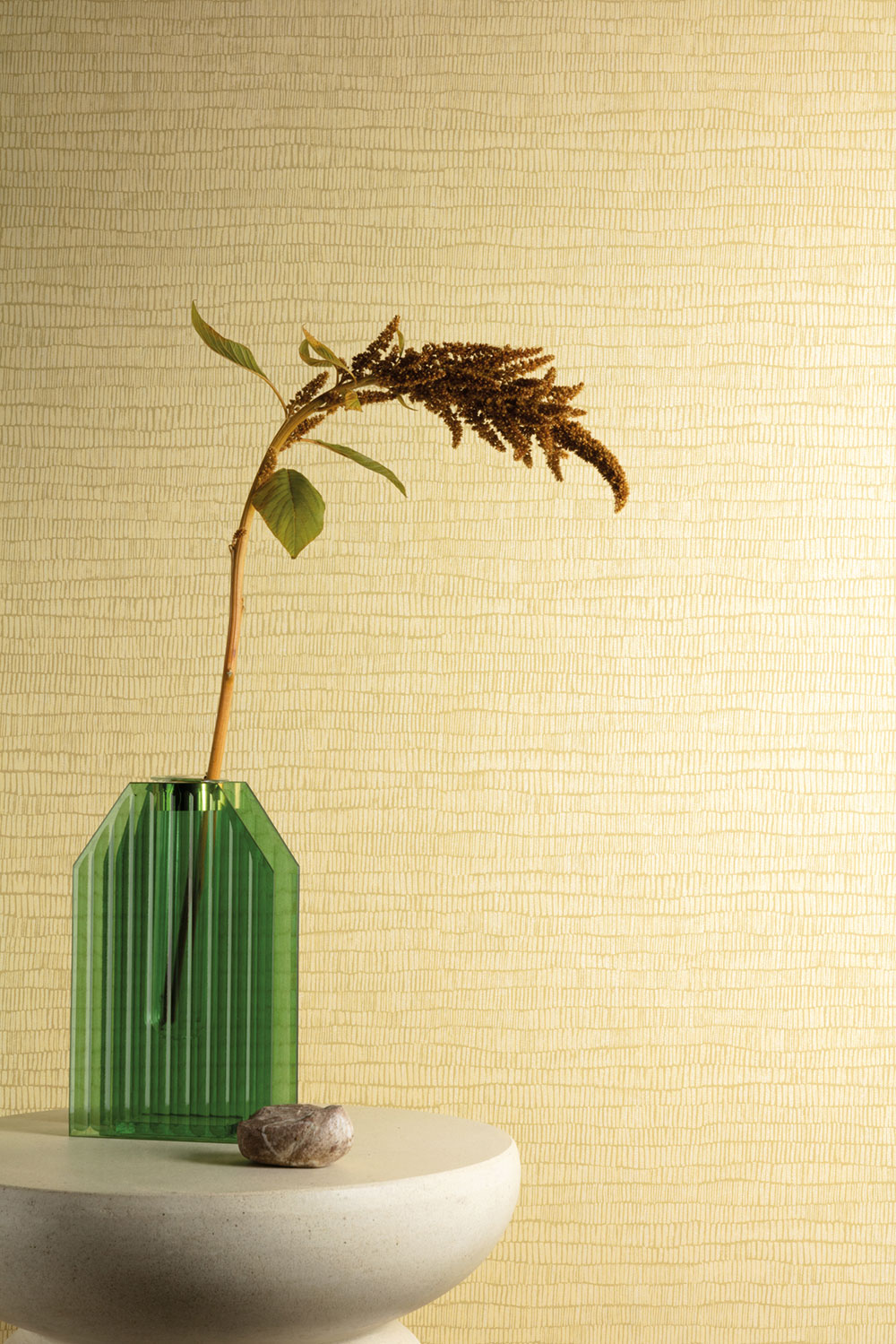 Non-woven wallpaper, ochre, stripes, ROM405, Romance, Masureel