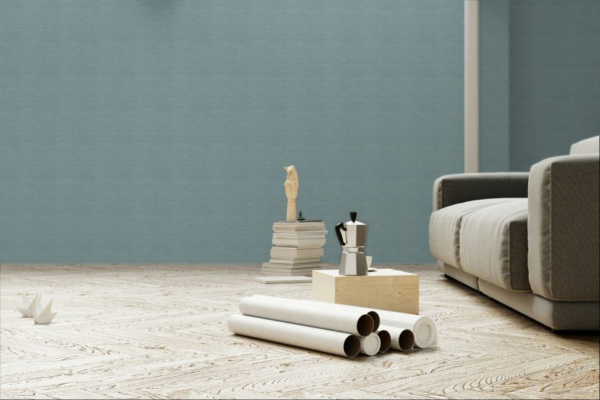 Wallpaper, green-blue, fabric effect, ZON006, Amazone, The Colour Book II, Masureel