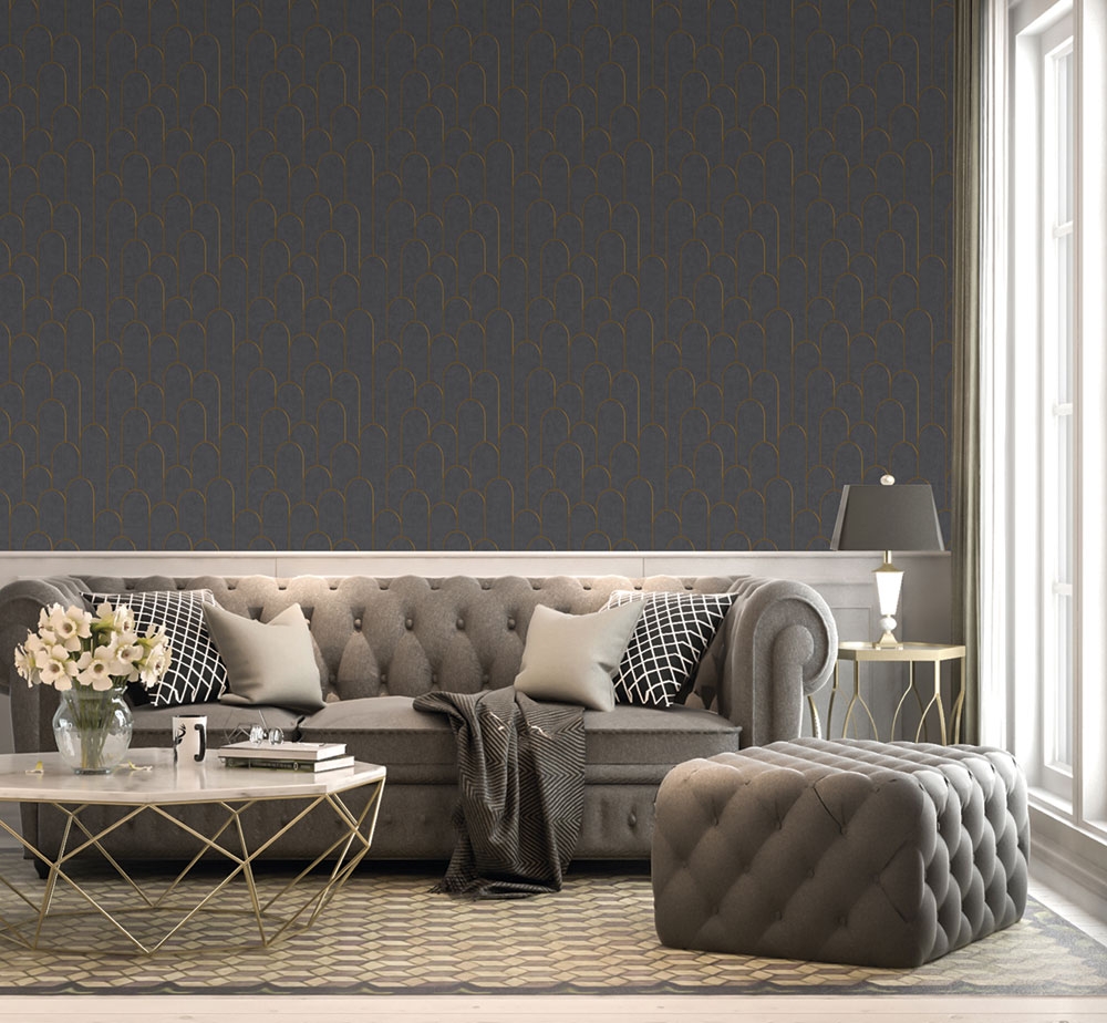 Geometric non-woven wallpaper MO22832, Geometry, Vavex