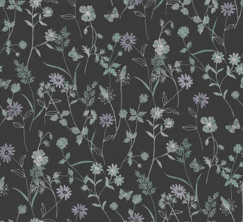 Wallpaper, black, flowers, ZON101, Amazone, Masureel