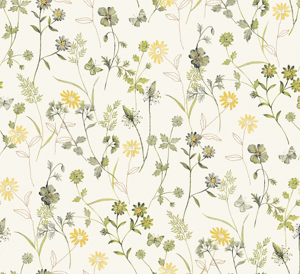 Wallpaper, green, flowers, ZON103, Amazone, Masureel