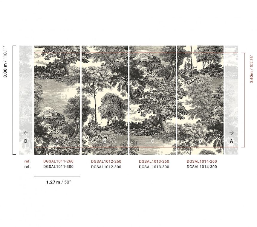 Mural wallpaper, black, forest, trees, DGSAL1011-300, Amazone, Masureel