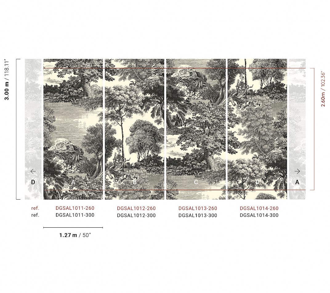 Mural wallpaper, black, forest, trees, DGSAL1012-260, Amazone, Masureel