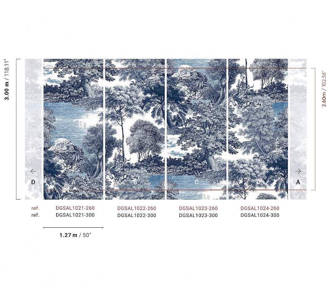 Mural wallpaper, blue, forest, trees, DGSAL1023-300, Amazone, Masureel