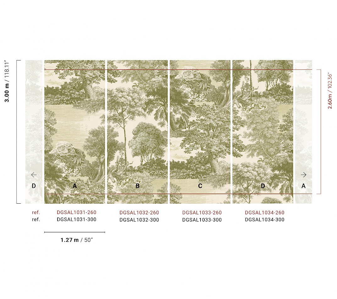 Mural wallpaper, green, forest, trees, DGSAL1033-300, Amazone, Masureel