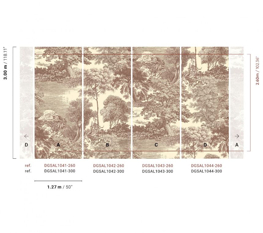 Mural wallpaper, brown, forest, trees, DGSAL1041-300, Amazone, Masureel