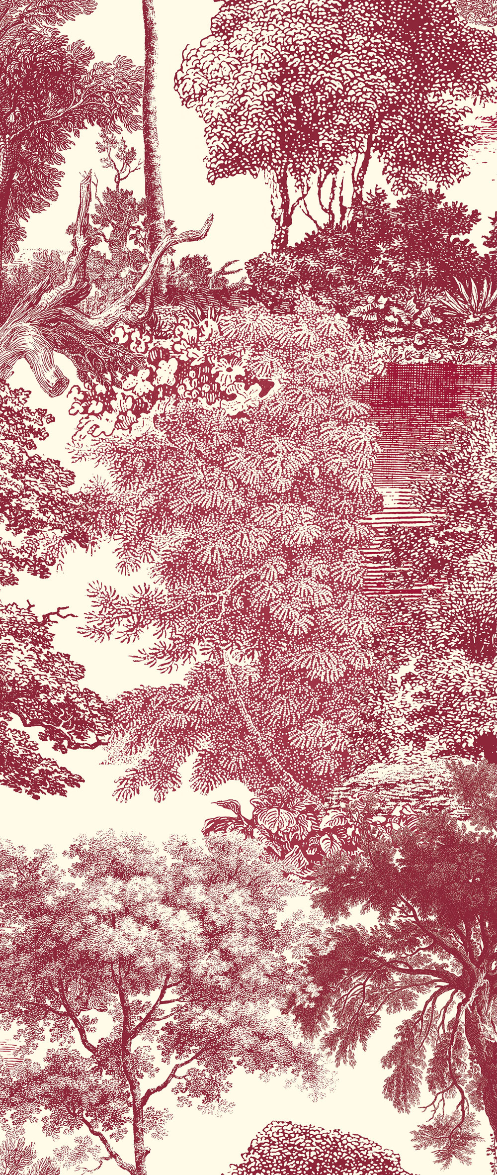 Mural wallpaper, red, forest, trees, DGSAL1054-260, Amazone, Masureel