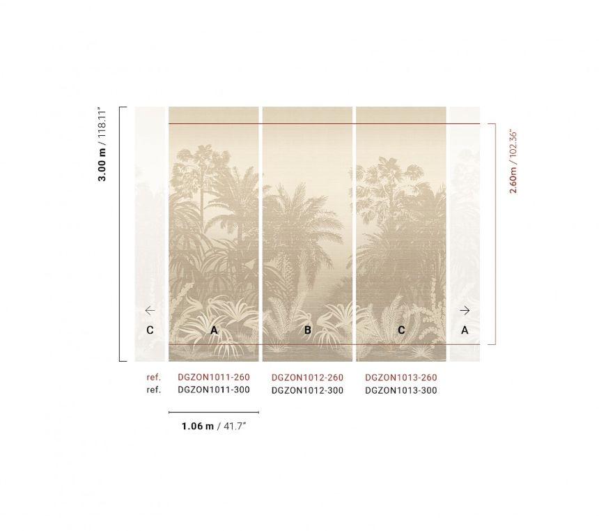 Mural wallpaper, grey-beige, palms, DGZON1011-260, Amazone, Masureel