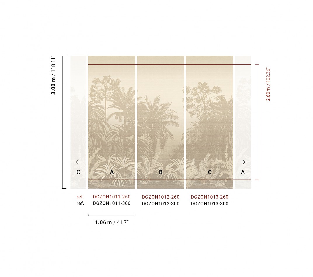 Mural wallpaper, grey-beige, palms, DGZON1012-260, Amazone, Masureel