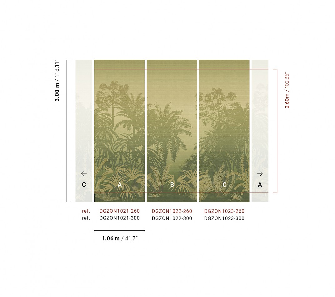 Mural wallpaper, green, palms, DGZON1023-300, Amazone, Masureel