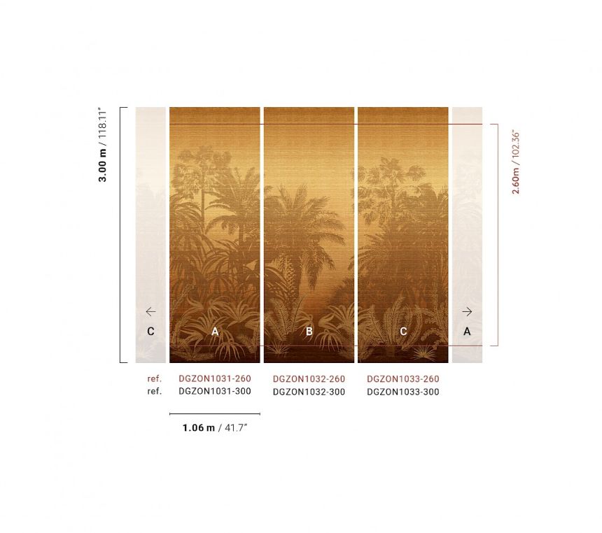 Mural wallpaper, brown, palms, DGZON1033-300, Amazone, Masureel
