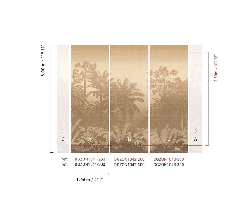 Mural wallpaper, brown-beige, palms, DGZON1042-300, Amazone, Masureel