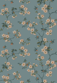 Wallpaper, blue, branches, flowers, 4175, Alla Tiders Hus, Borastapeter