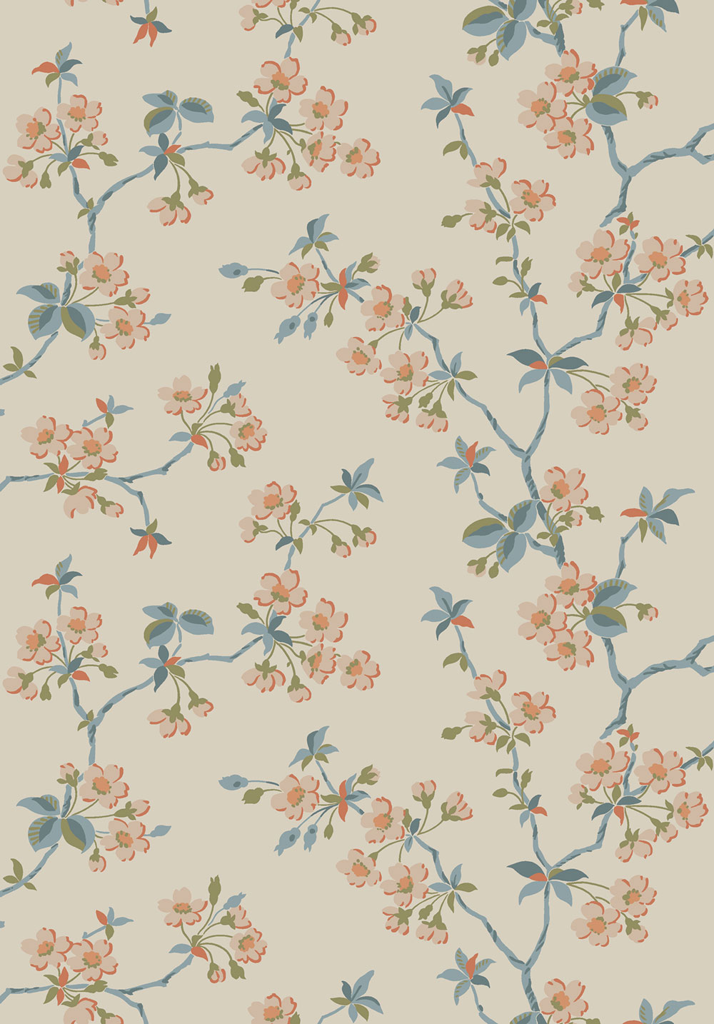 Wallpaper, beige, branches, flowers, 4176, Alla Tiders Hus, Borastapeter