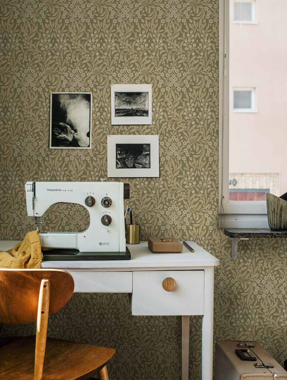 Wallpaper, green, flowers, leaves, 4183, Alla Tiders Hus, Borastapeter