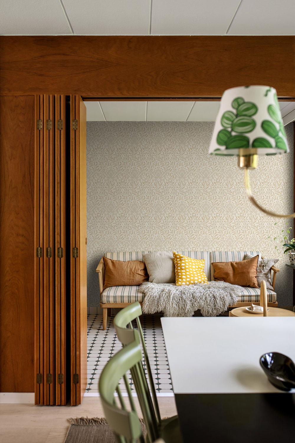 Wallpaper, cream, flowers, leaves, 4185, Alla Tiders Hus, Borastapeter