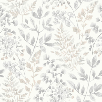 Wallpaper, grey-beige, leaves, 38727, Borosan Hem, Boråstapeter