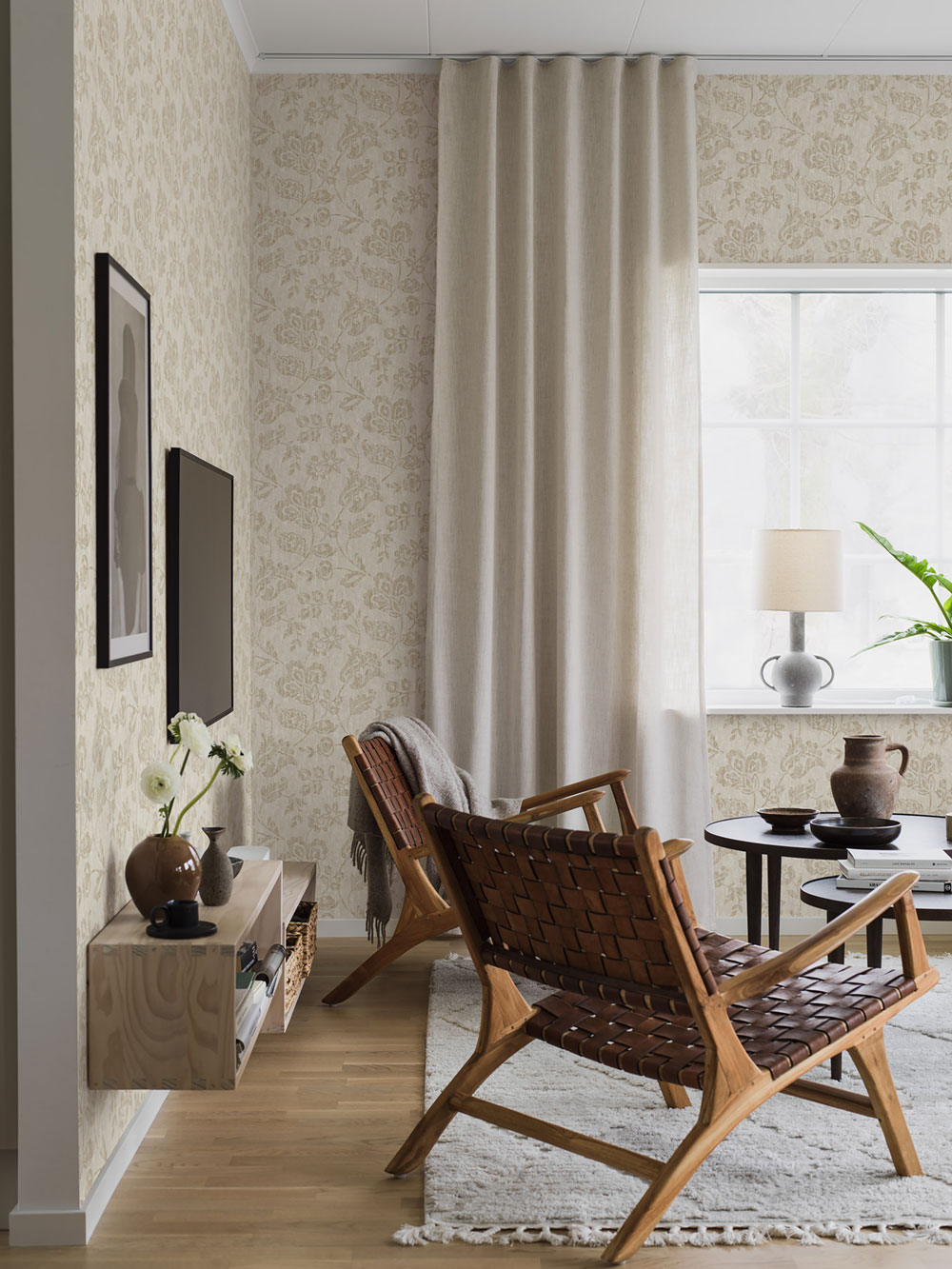 Wallpaper, beige, flowers, 38740, Borosan Hem, Boråstapeter