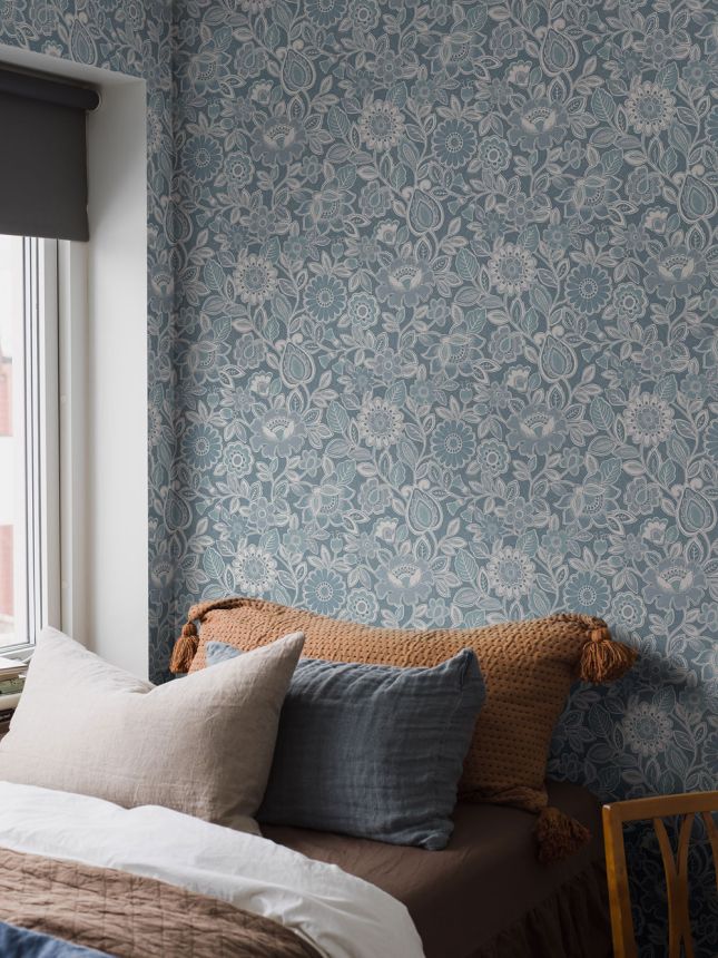Wallpaper, blue, flowers, 38760, Borosan Hem, Boråstapeter