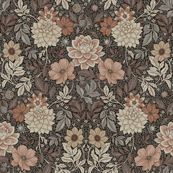 Brown-grey wallpaper, flowers, 7689, Icons, Borastapeter