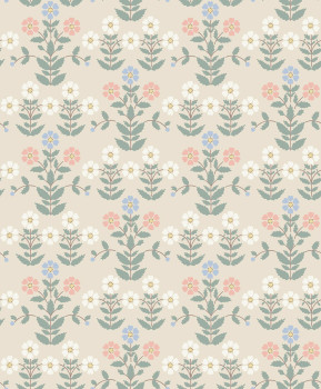 Wallpaper, cream, flowers, 4812, New Heritage, Borastapeter