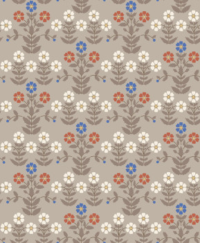 Wallpaper, grey-brown, flowers, 4813, New Heritage, Borastapeter