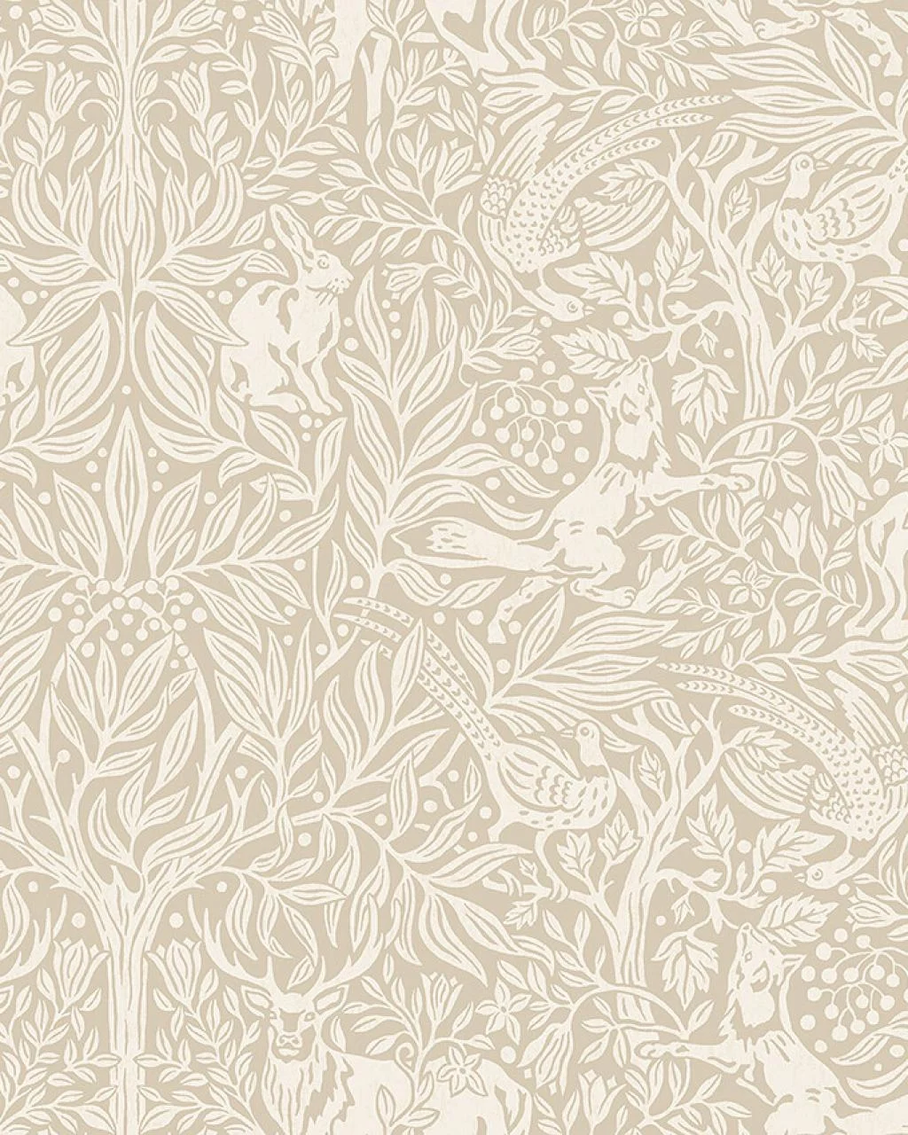 Wallpaper, beige, trees, leaves, animals, 4824, New Heritage, Borastapeter