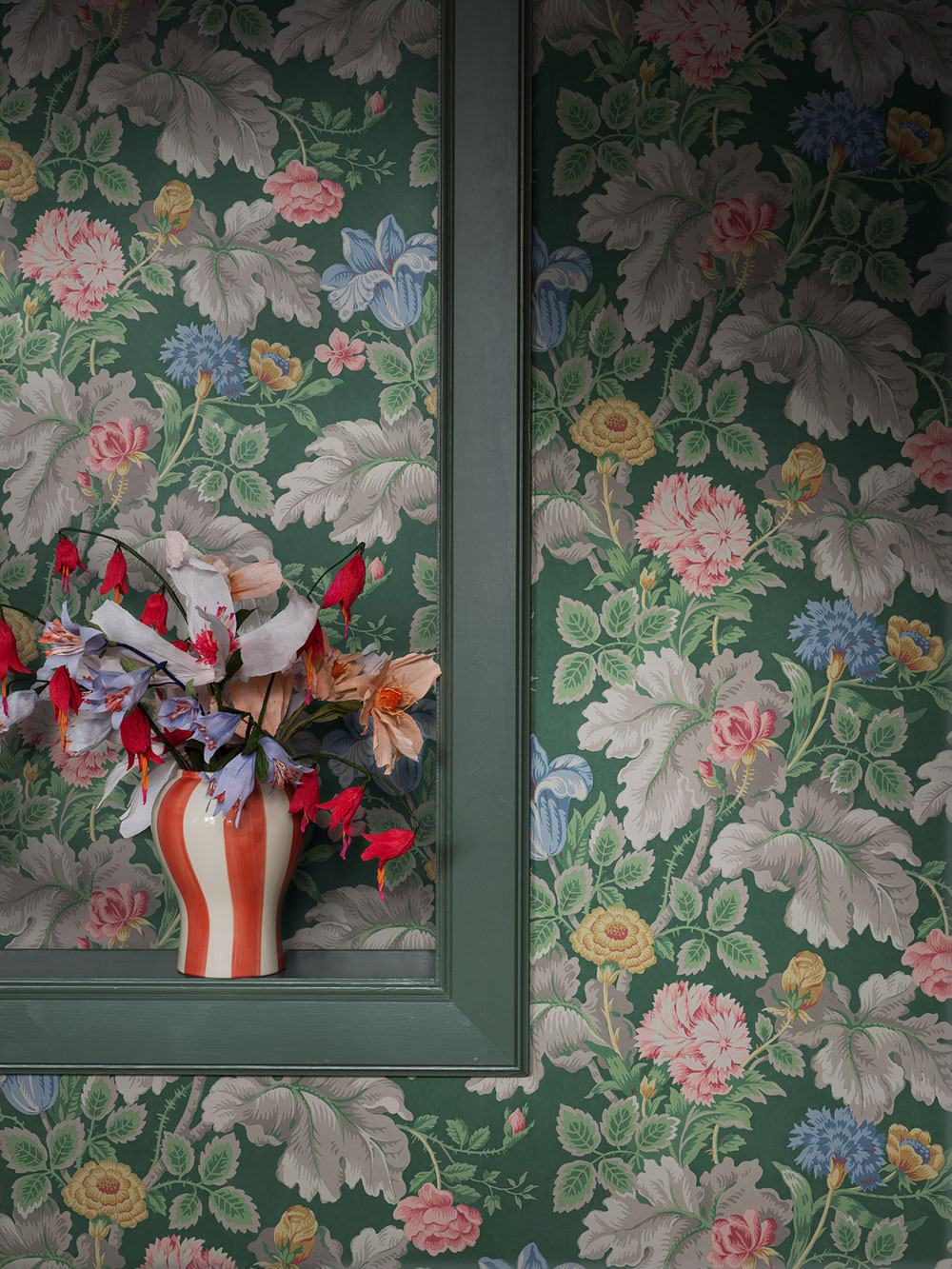 Wallpaper, green, flowers, 4834, New Heritage, Borastapeter