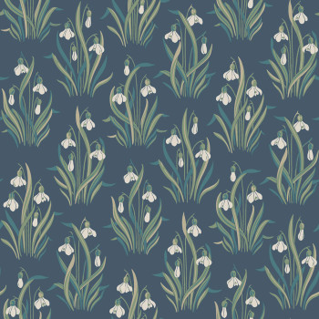 Wallpaper, blue, flowers, snowdrops, 4836, New Heritage, Borastapeter