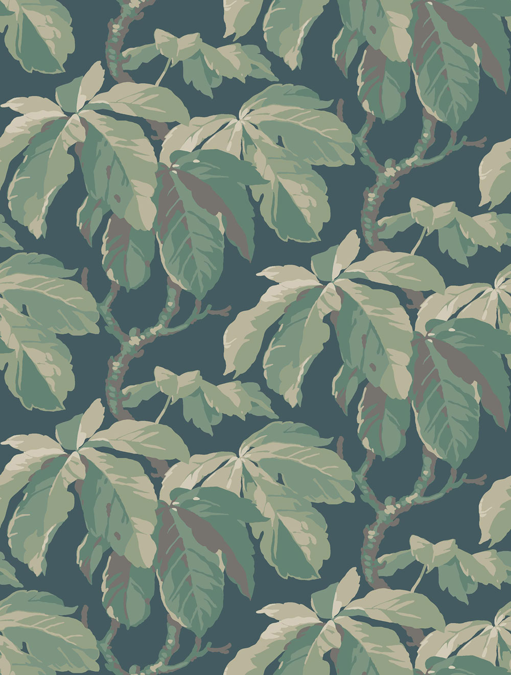 Wallpaper, turquoise, leaves, 4838, New Heritage, Borastapeter