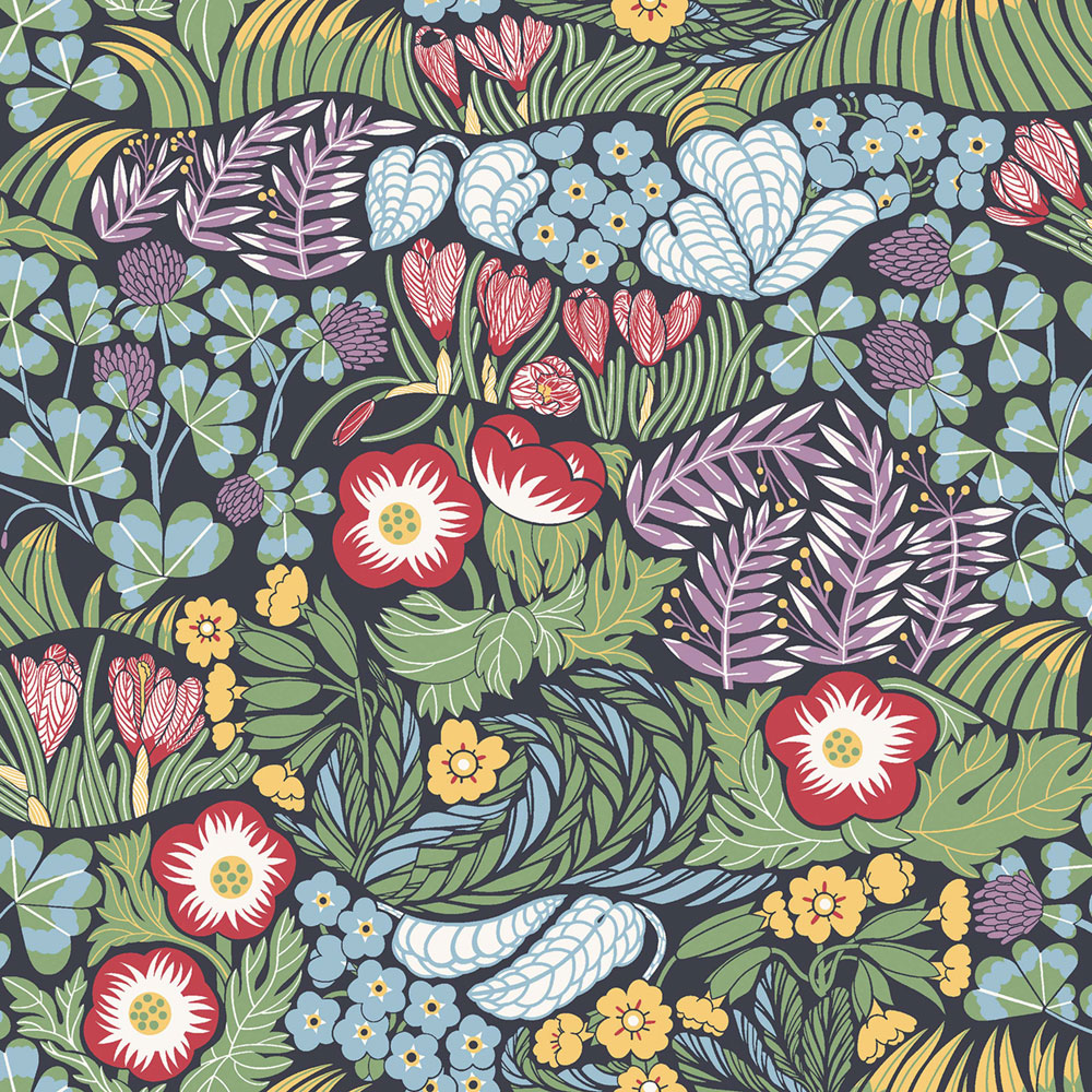 Wallpaper, black, flowers, 4842, New Heritage, Borastapeter