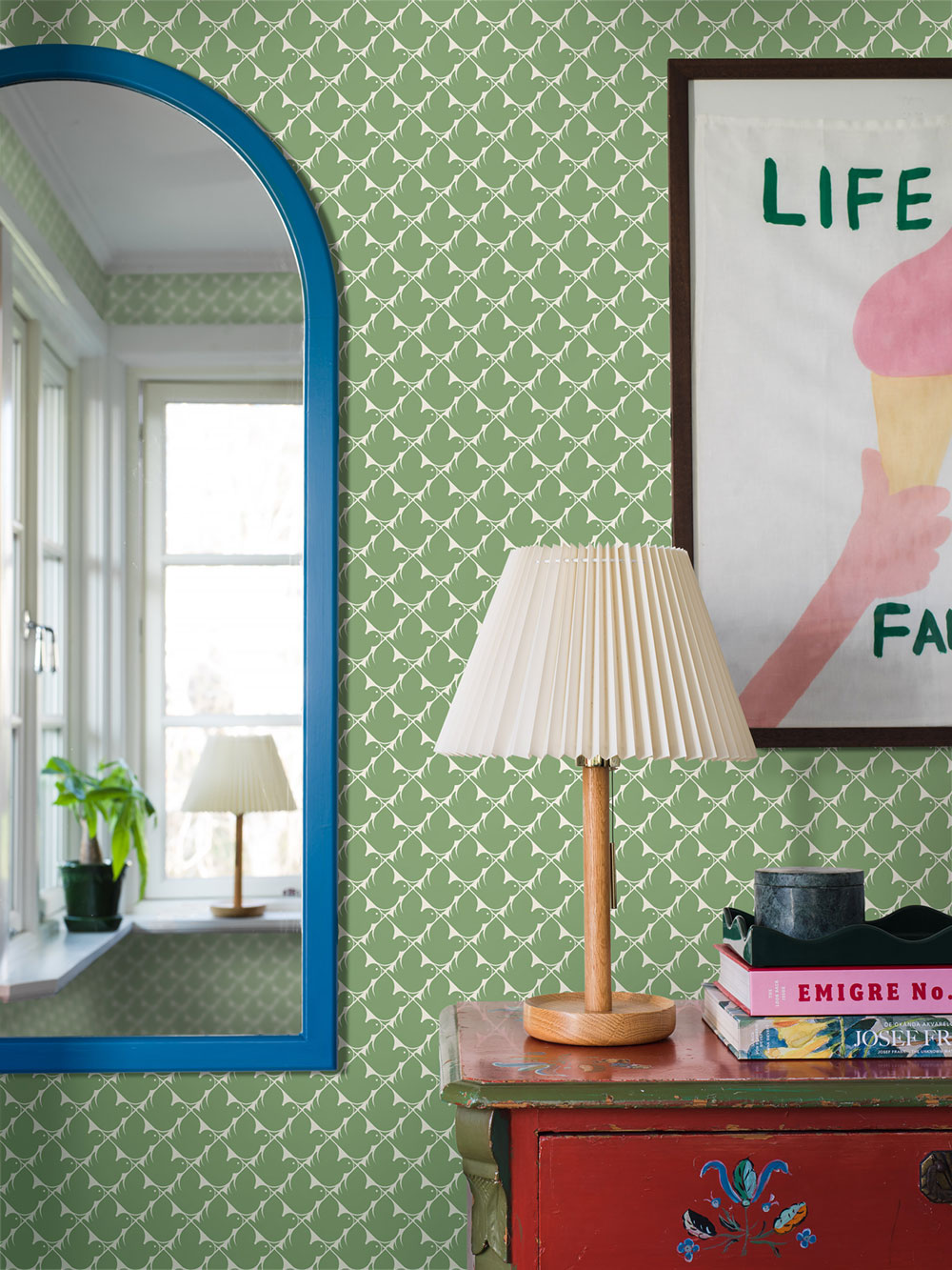 Wallpaper, green, birds, 4845, New Heritage, Borastapeter