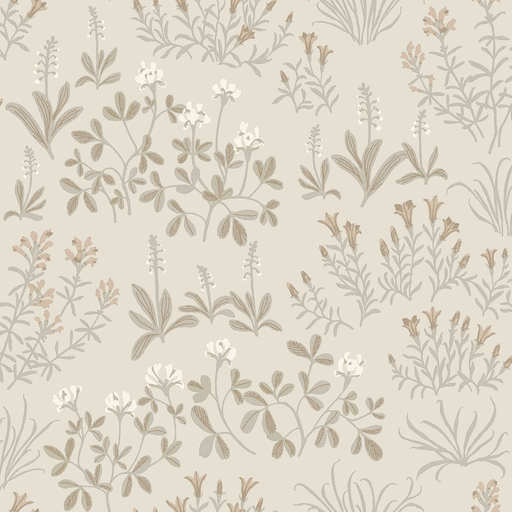 Wallpaper, grey-beige, flowers, 5805, Nordic Folk, Borastapeter
