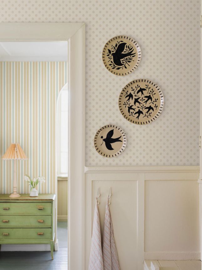 Wallpaper, white-beige, flowers, 5807, Nordic Folk, Borastapeter