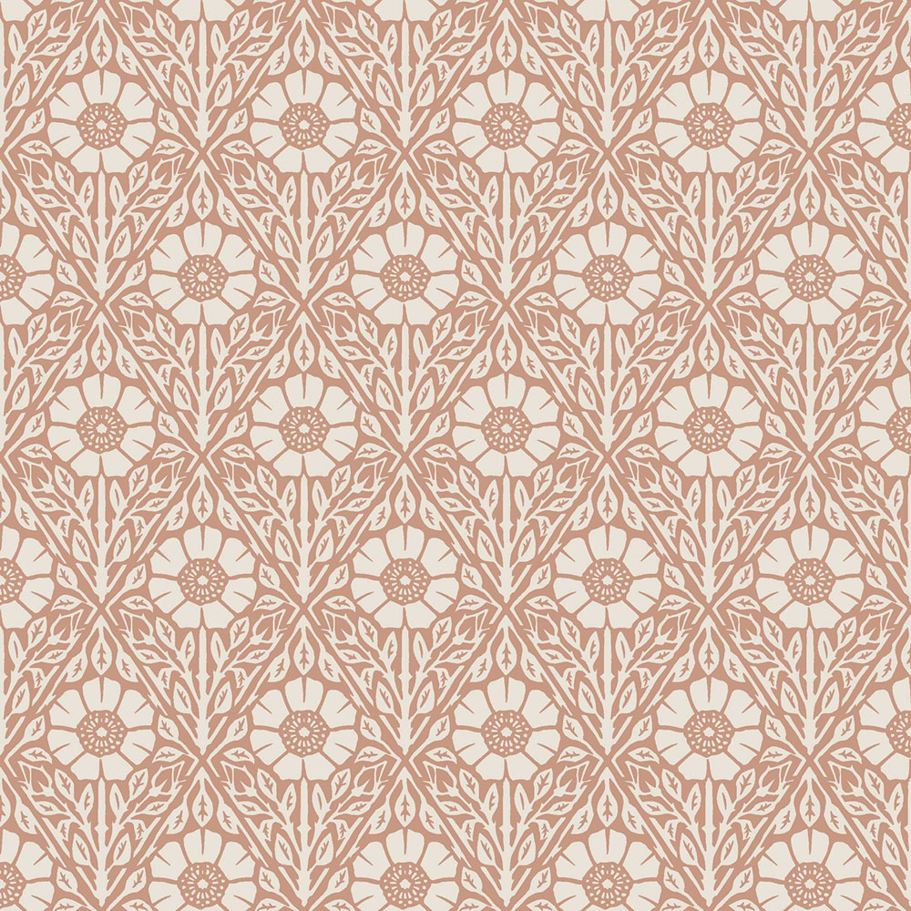 Wallpaper, brown-red, flowers, 5812, Nordic Folk, Borastapeter