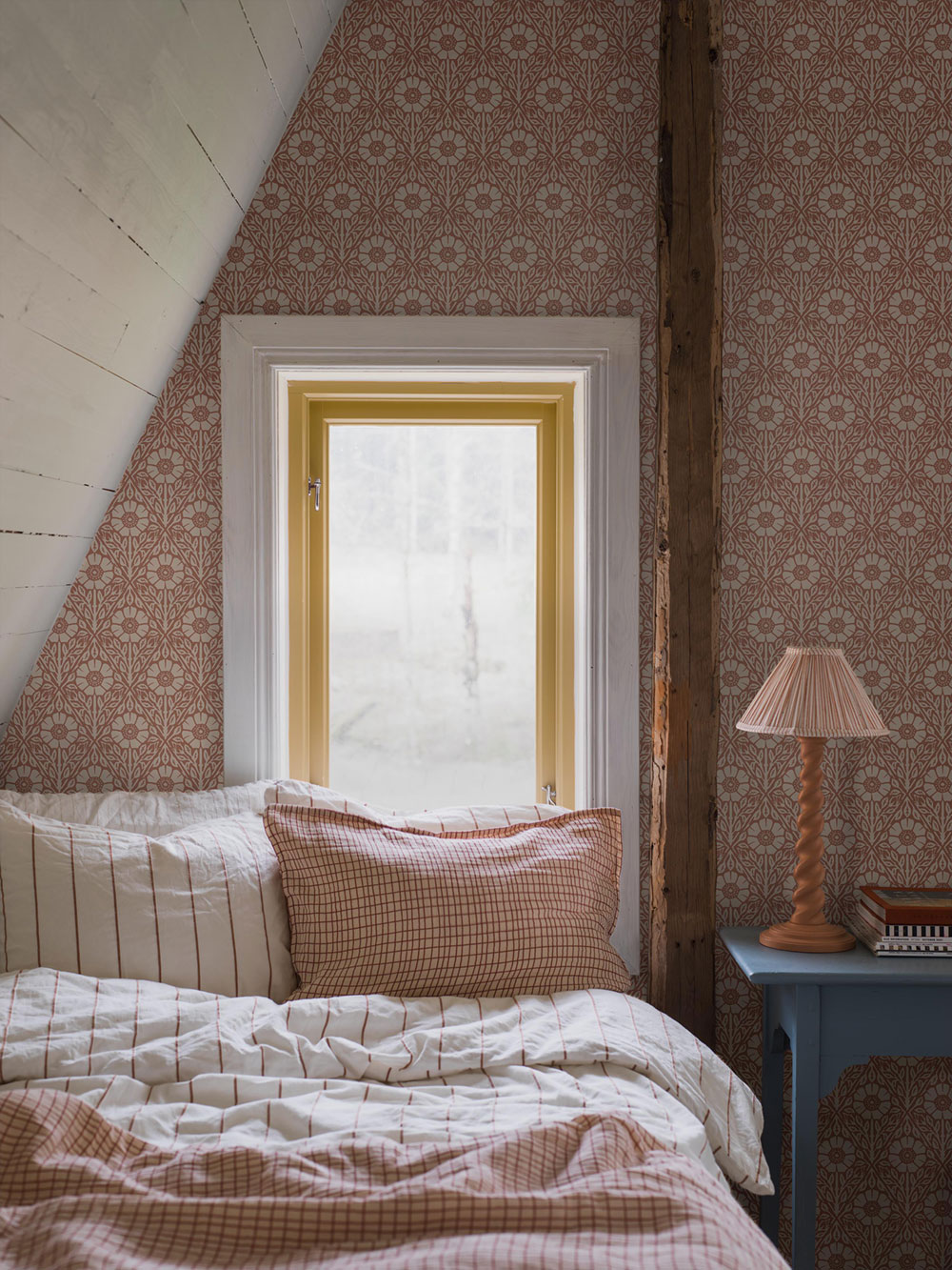 Wallpaper, brown-red, flowers, 5812, Nordic Folk, Borastapeter